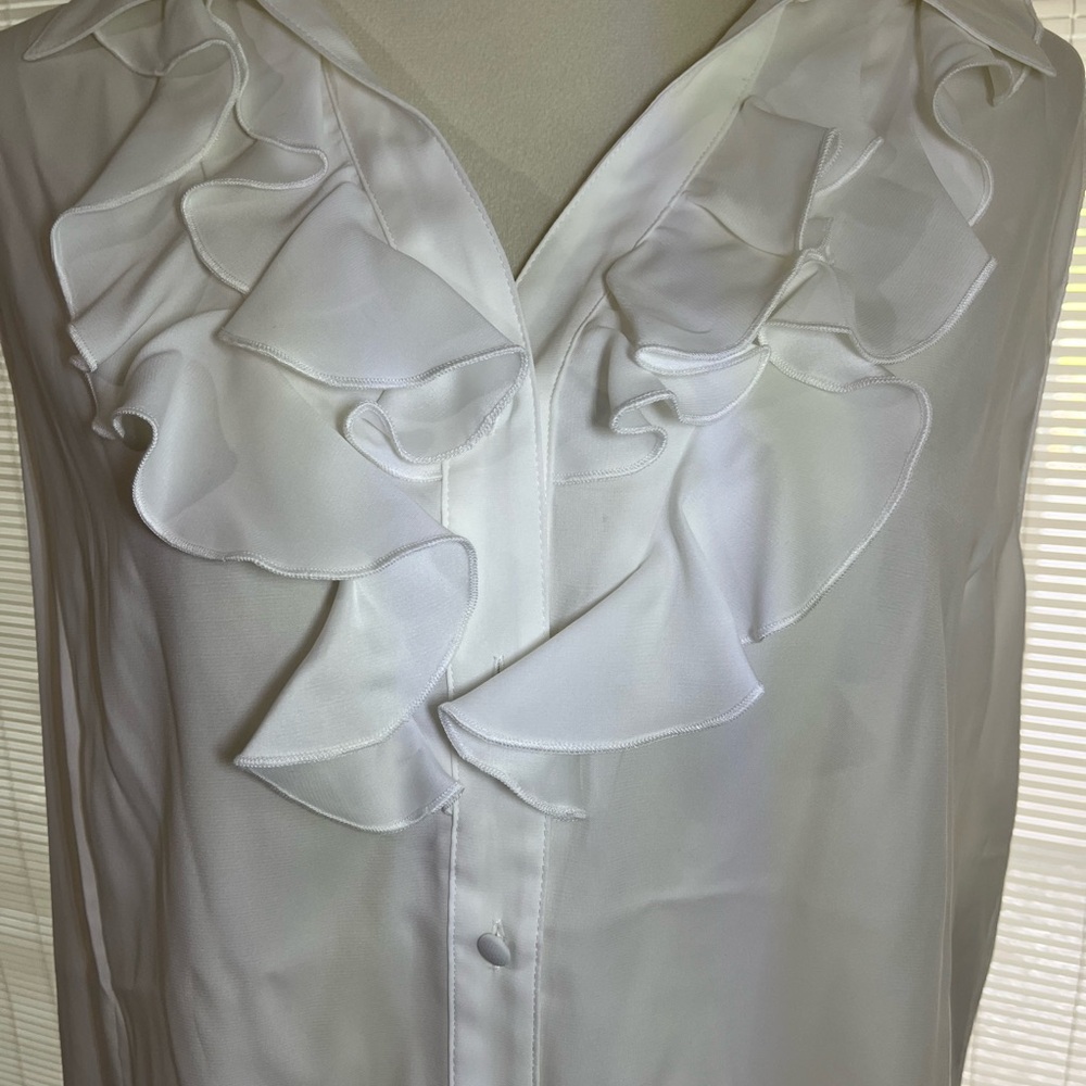Tahari Ruffle-Front Sleeveless Shirt